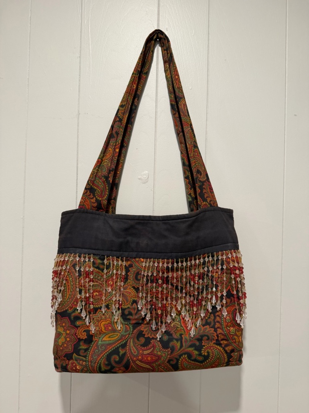 Beaded Paisley Shoulder Bag in Multicolor